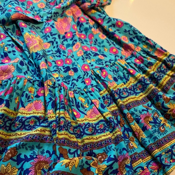 🆕 Zesica Vibrant Floral Wrap Midi Dress Blue and Pink, Size S - Picture 7 of 11